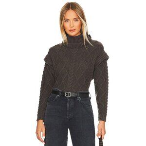 Central Park West Tiegen Cables Sweater Size Small Long Sleeve Charcoal Gray NEW